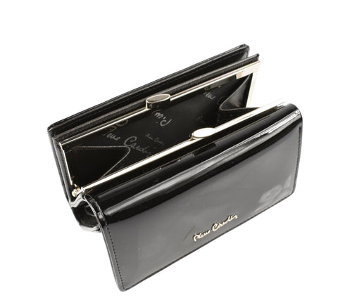 Portofel casual, dama, PIERRE CARDIN 108, negru, piele lacuita